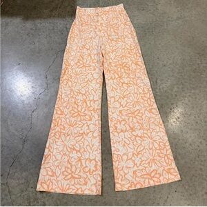 Free People Orange and White Floral Flare Pants